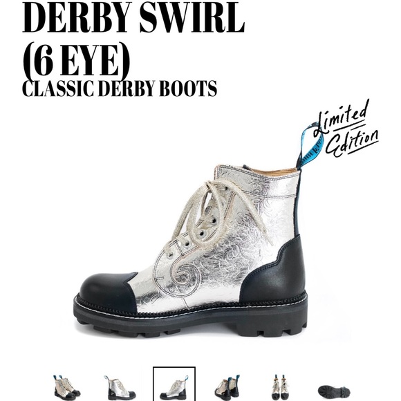 John Fluevog Limited Edition Platinum Derby Boots - Picture 3 of 16